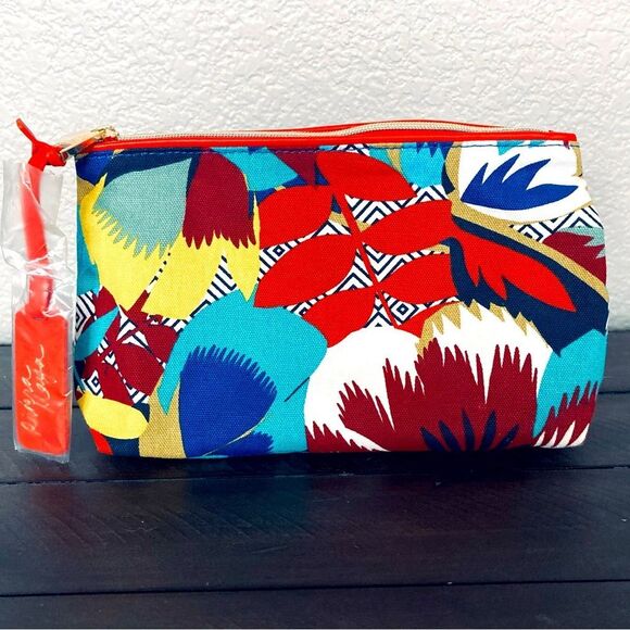 Estée Lauder Riviera Maya Tropical Print Cosmetic Makeup Bag Zipper Pouch - Picture 1 of 5